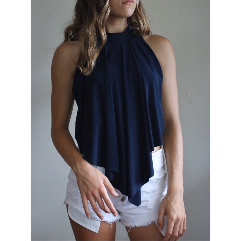 Open Back Navy Top